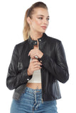 Mia Women's 100% Real Black Leather Moto Jacket