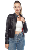Mia Women's 100% Real Black Leather Moto Jacket