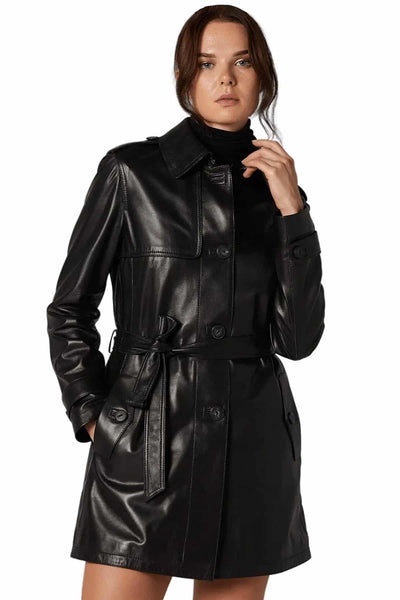Milano Women's 100% Real Black Leather Coat