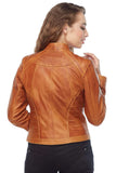 Millie Brady Women's 100% Real Brown Leather Waxed Jacket