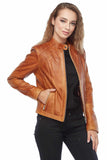 Millie Brady Women's 100% Real Brown Leather Waxed Jacket