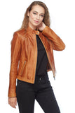 Millie Brady Women's 100% Real Brown Leather Waxed Jacket