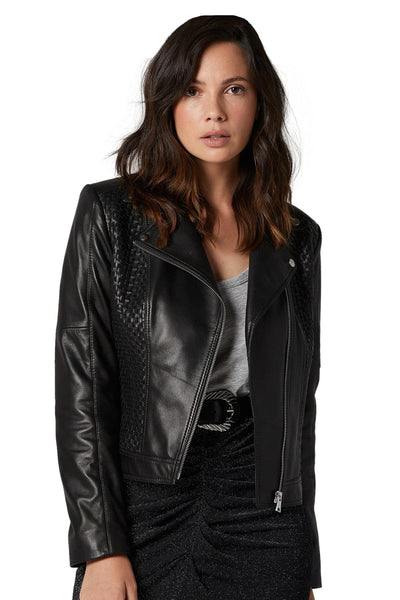 Miranda Kerr Women's 100% Real Black Leather Jacket
