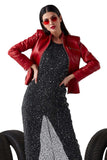 Olivia Women's 100% Real Red Leather Sports Slim Fit Jacket