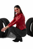 Olivia Women's 100% Real Red Leather Sports Slim Fit Jacket