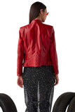 Olivia Women's 100% Real Red Leather Sports Slim Fit Jacket