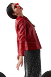 Olivia Women's 100% Real Red Leather Sports Slim Fit Jacket