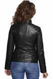 Aimee Petite Women's 100% Real Black Leather Jacket