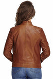 Veronica Avluv Women's 100% Real Brown Leather Jacket
