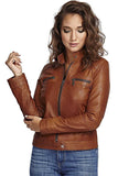 Veronica Avluv Women's 100% Real Brown Leather Jacket