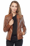 Rachel Grant Women's 100% Real Distressed Brown Leather Jacket