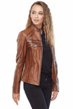 Rachel Grant Women's 100% Real Distressed Brown Leather Jacket