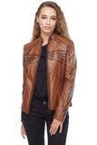 Rachel Grant Women's 100% Real Distressed Brown Leather Jacket