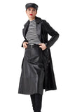 Roza Women's 100% Real Black Leather Stylish Trench Coat