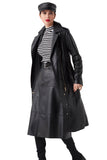 Roza Women's 100% Real Black Leather Stylish Trench Coat