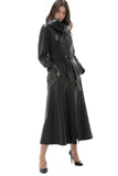 Alaska Women's 100% Real Black Leather Classic Long Coat