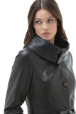 Alaska Women's 100% Real Black Leather Classic Long Coat