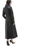 Alaska Women's 100% Real Black Leather Classic Long Coat