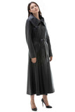 Alaska Women's 100% Real Black Leather Classic Long Coat