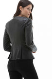 Women's 100% Real Black Leather Round Neck Jacket