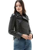Women's 100% Real Black Leather Detachable Jacket