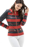 Women's 100% Real Navy & Red Leather Jacket