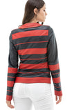Women's 100% Real Navy & Red Leather Jacket