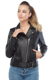 Sandra Women's 100% Real Black Leather Motocycle Jacket