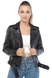 Sandra Women's 100% Real Black Leather Motocycle Jacket