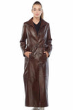 Skyler Women's 100% Real Brown Leather Long Coat