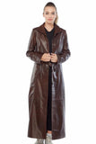 Skyler Women's 100% Real Brown Leather Long Coat