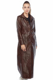 Skyler Women's 100% Real Brown Leather Long Coat
