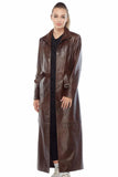 Skyler Women's 100% Real Brown Leather Long Coat