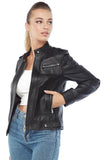 Sofia Women's 100% Real Black Leather Jacket