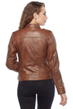 Sofia Women's 100% Real Brown Leather Jacket
