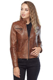 Sofia Women's 100% Real Brown Leather Jacket