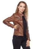 Sofia Women's 100% Real Brown Leather Jacket
