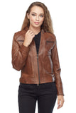 Sofia Women's 100% Real Brown Leather Jacket