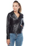 Sylvia Women's 100% Real Black Leather Sport Biker Jacket