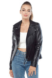 Sylvia Women's 100% Real Black Leather Sport Biker Jacket