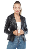 Sylvia Women's 100% Real Black Leather Sport Biker Jacket