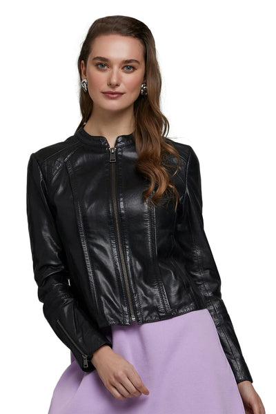 Karlie Kloss Women's 100% Real Black Leather Biker Jacket