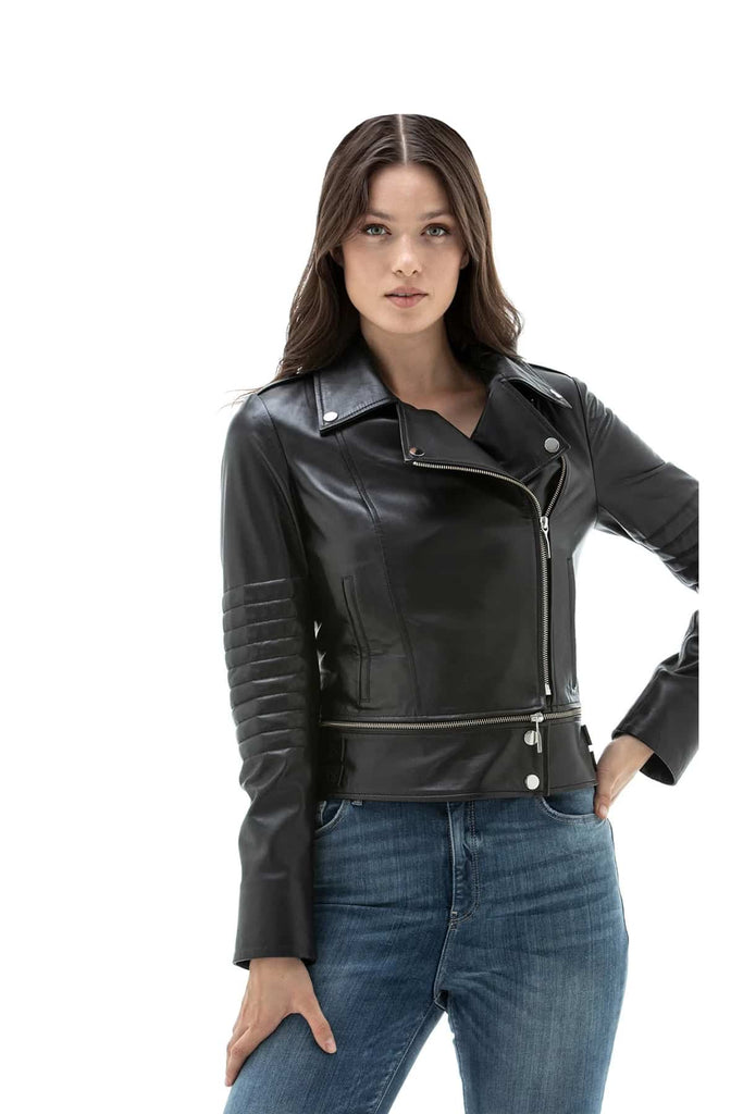 Women's 100% Real Black Leather Detachable Jacket