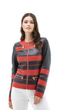 Women's 100% Real Navy & Red Leather Jacket