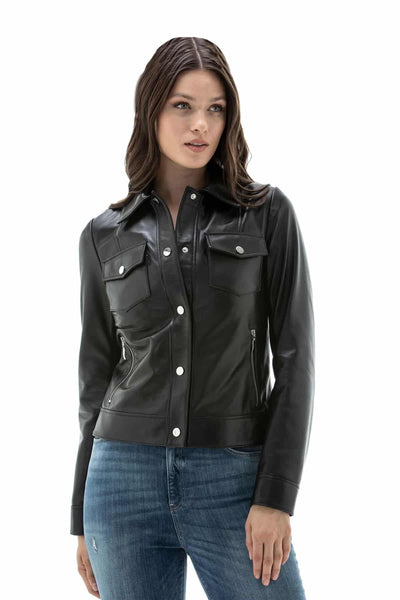 Mayfair Women's 100% Real Black Leather Shirt Style Jacket