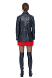 Barbara Women's 100% Real Black Leather Blazer Collar Stylish Coat