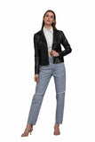 Gisele Bundchen Women's 100% Real Black Leather Jacket