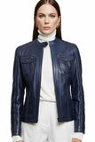 Isla Women's 100% Real Insignia Blue Leather Buttery Soft Jacket