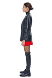 Barbara Women's 100% Real Black Leather Blazer Collar Stylish Coat