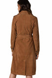 Doutzen Kroes Women's 100% Real Milk Chocolate Suede Leather Trench Coat